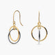 Pendientes largos doble círculo de oro 18K 25 mm