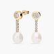 Pendientes largos de oro 18K con perlas y circonitas 26 mm