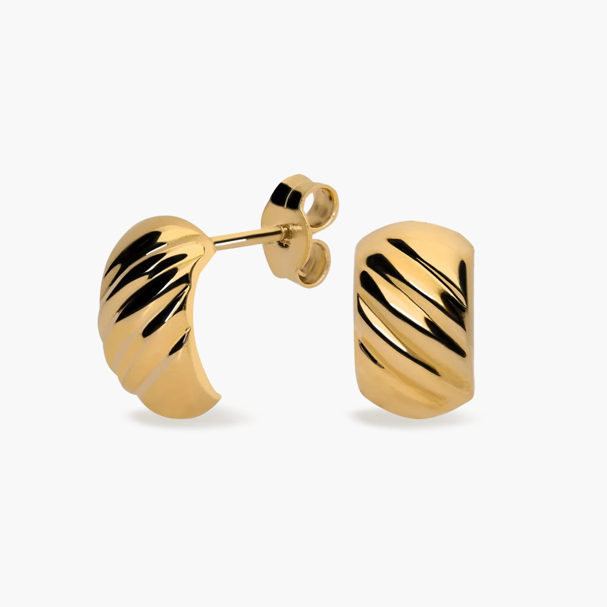 Pendientes rectangular estampado de oro 18K 9 mm