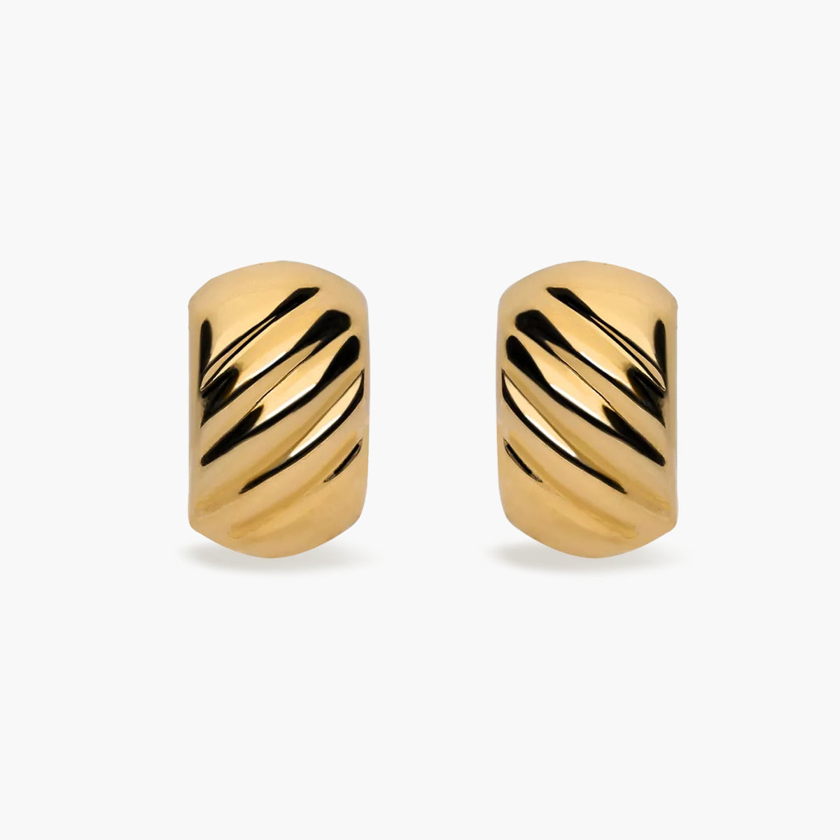 Pendientes rectangular estampado de oro 18K 9 mm