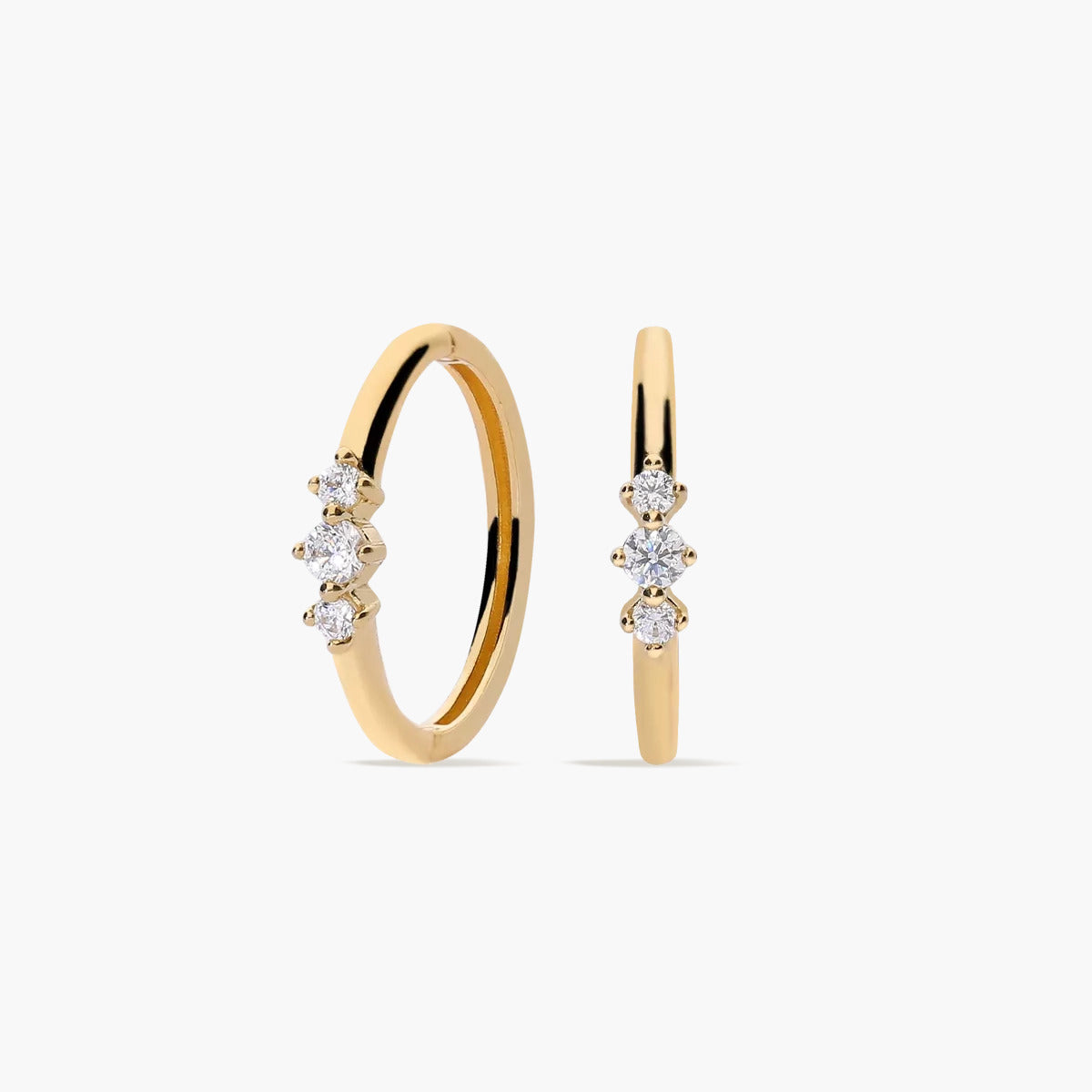 Pendientes de oro 18K tipo aro circonitas 11 mm
