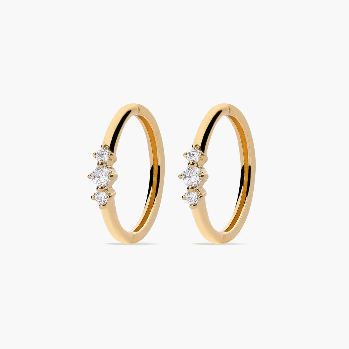 Pendientes de oro 18K tipo aro circonitas 11 mm