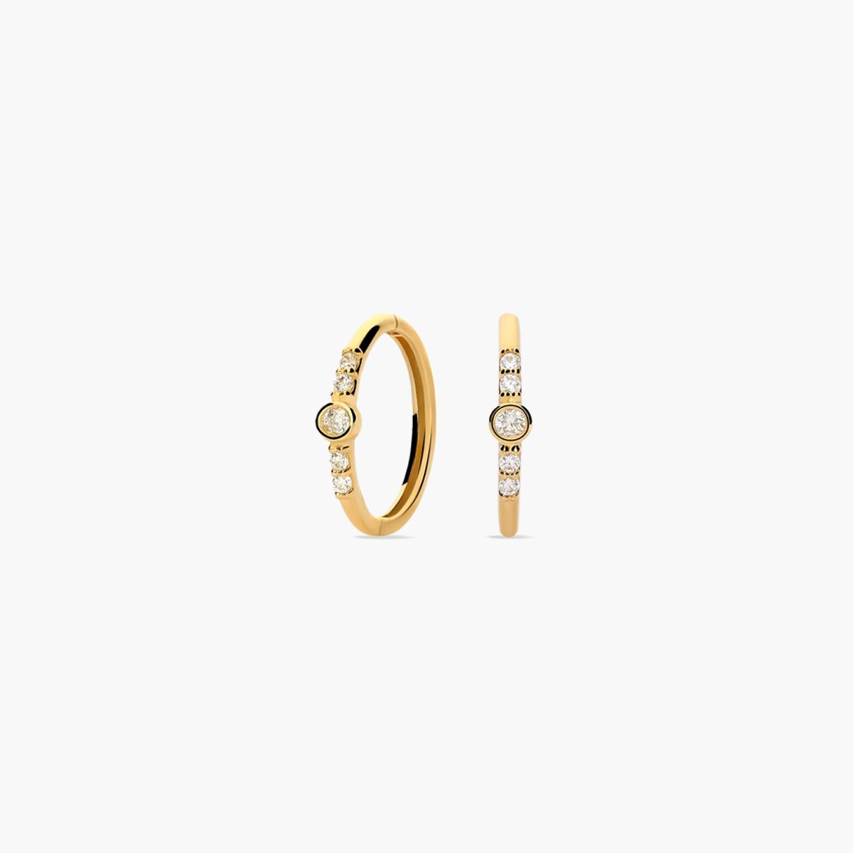 Pendientes de oro 18K tipo aro circonitas 11 mm