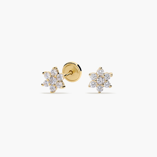 Pendientes de oro 18K circonitas 5 mm