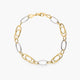 Pulsera de oro bicolor 18K eslabón anillas 20 cm