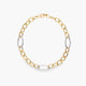 Pulsera de oro bicolor 18K eslabón anillas 19 cm