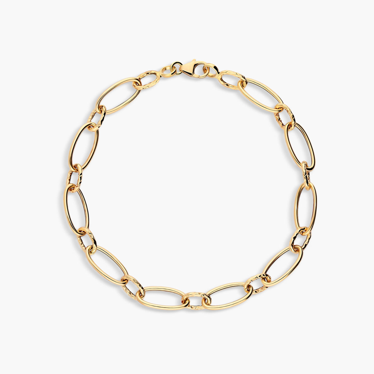 Pulsera de oro 18K eslabón anillas 20 cm