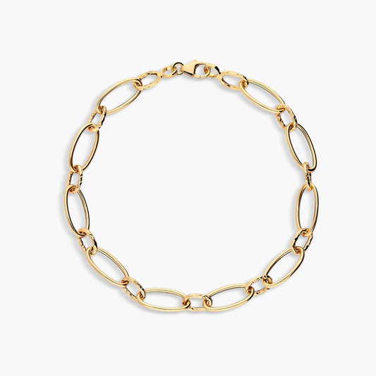 Pulsera de oro 18K eslabón anillas 20 cm