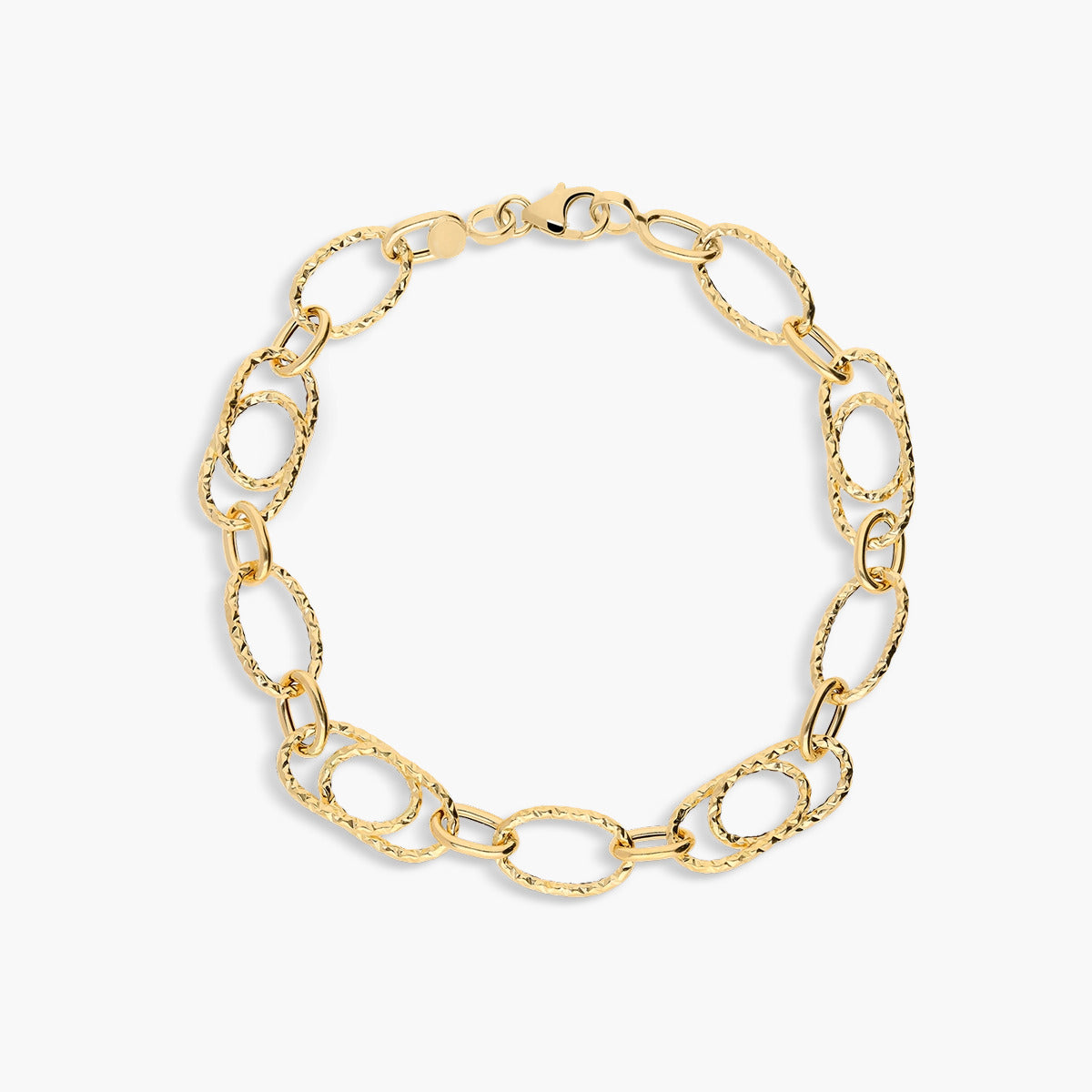 Pulsera de oro 18K eslabón anillas 19 cm