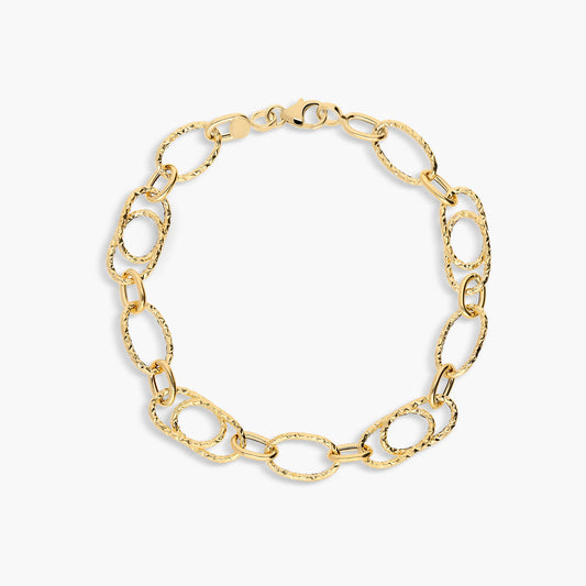Pulsera de oro 18K eslabón anillas 19 cm