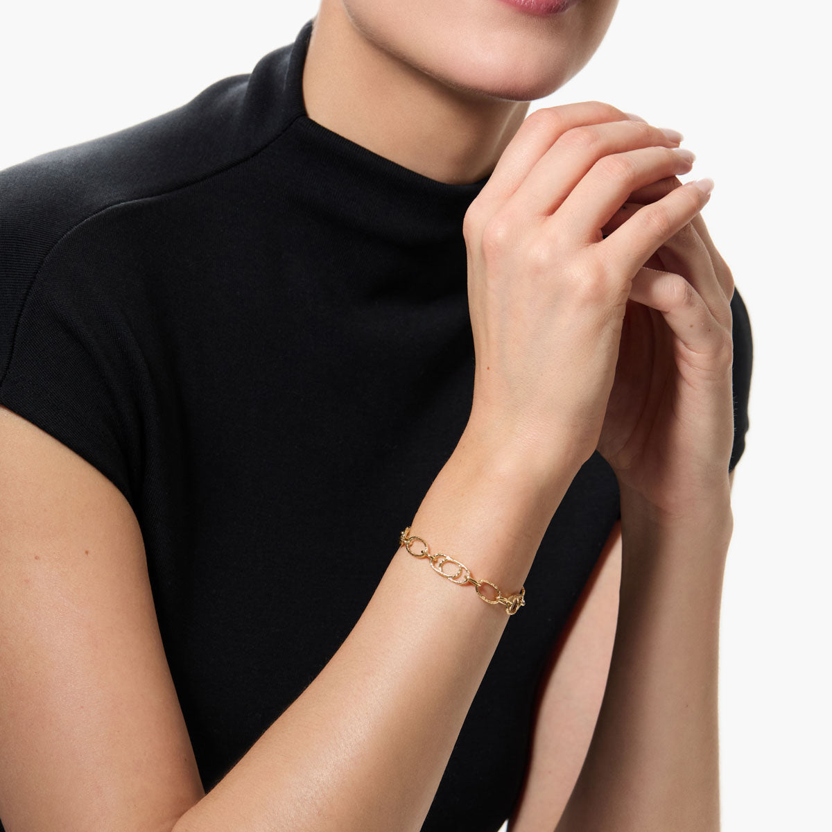 Pulsera de oro 18K eslabón anillas 19 cm
