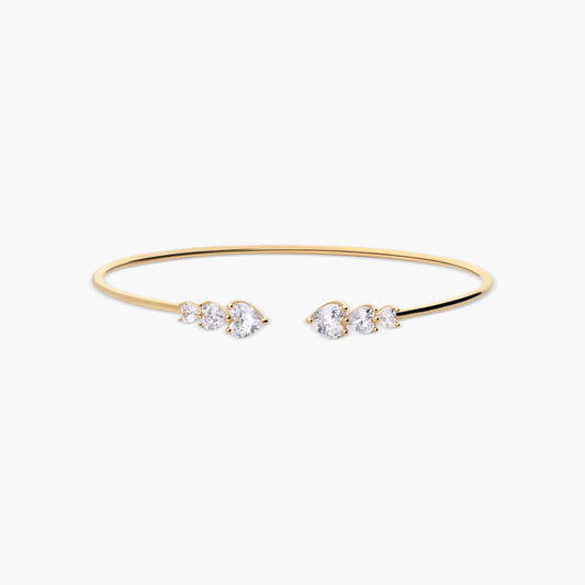 Pulsera rígida corazones de oro 18K circonitas 60x50 mm FANCY LOVE