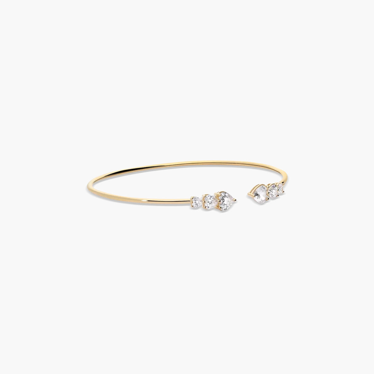 Pulsera rígida corazones de oro 18K circonitas 60x50 mm FANCY LOVE