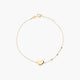 Pulsera de oro 18K corazón y cadena con bolitas 16-18 cm