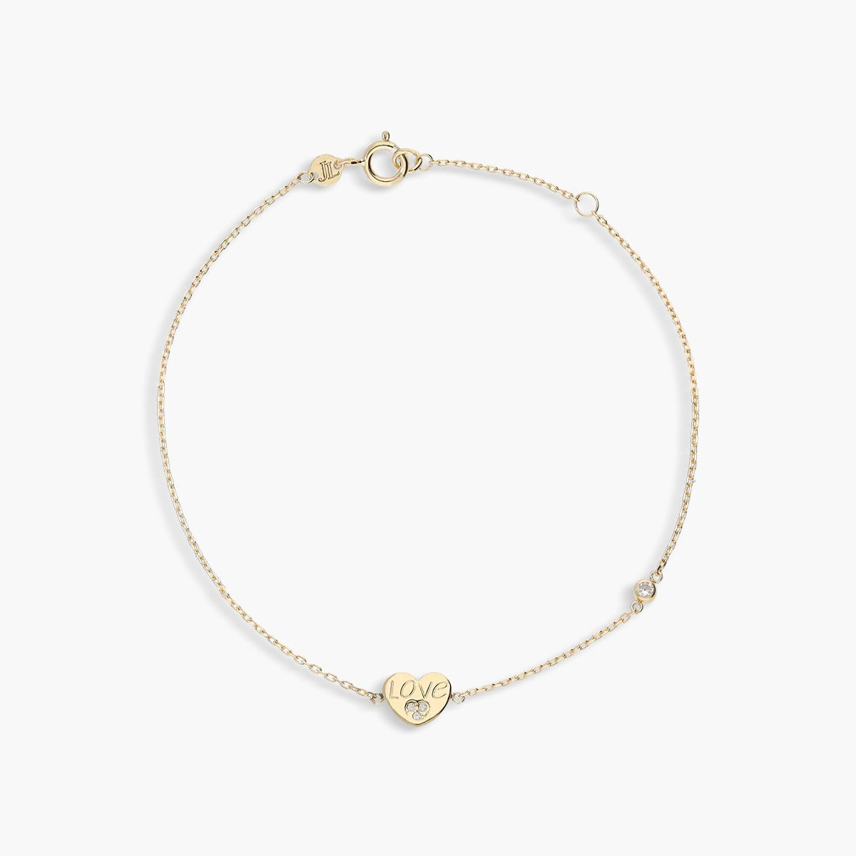 Pulsera de oro 18K circonita y corazón "LOVE" 16-18 cm