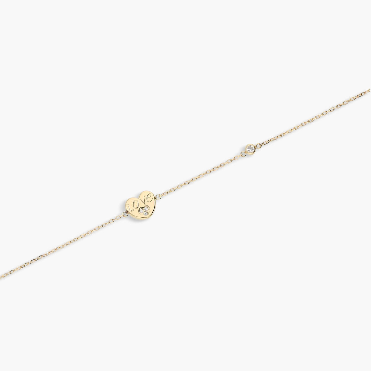 Pulsera de oro 18K circonita y corazón "LOVE" 16-18 cm