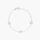 Pulsera de oro 18K corazones en nácar 16-18 cm