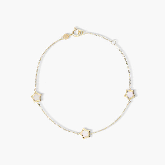 Pulsera de oro 18K estrellas en nácar 16-18 cm