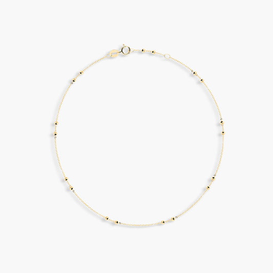 Tobillera bolitas de oro 18K 23 cm