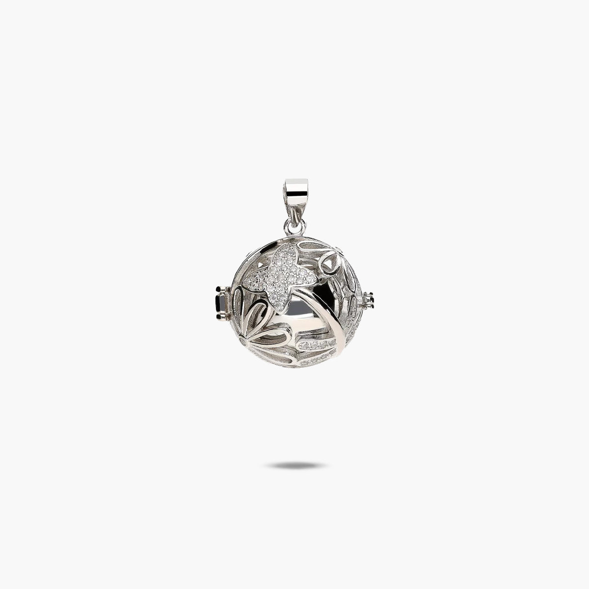 Colgante llamador de ángel de plata 1ª ley circonitas 18 mm