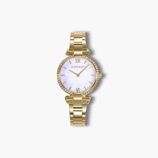 Reloj Viceroy Chic 42446-03 acero dorado esfera blanca circonita