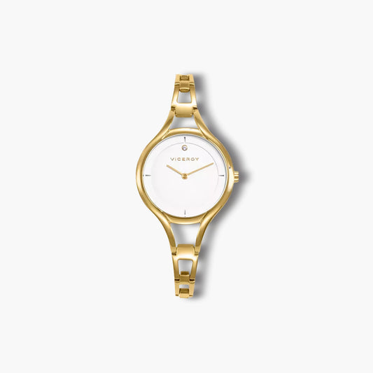 Reloj Viceroy Air 42448-07 acero dorado esfera blanca circonita