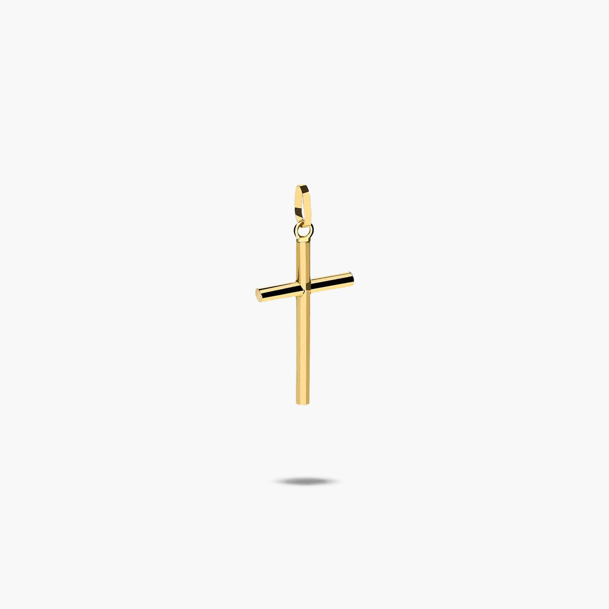 Cruz palo redondo de oro 18K 20 mm