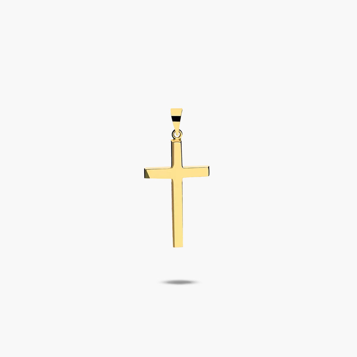 Cruz palo plano liso de oro 18K 25 mm