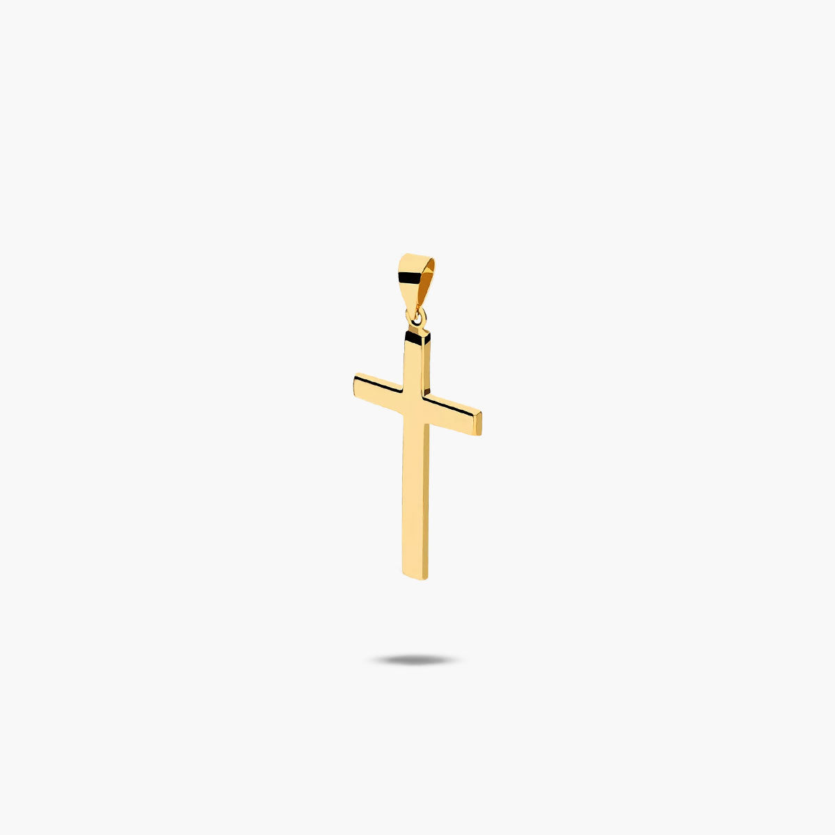 Cruz palo plano liso de oro 18K 25 mm
