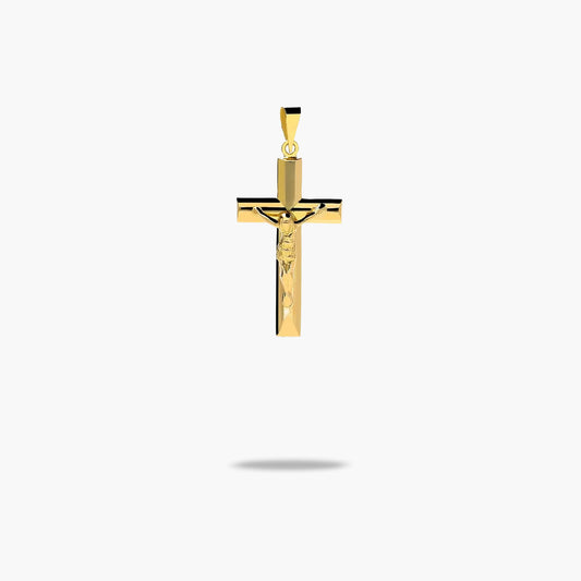 Cruz oro 18 quilates cristo palo plano 25mm