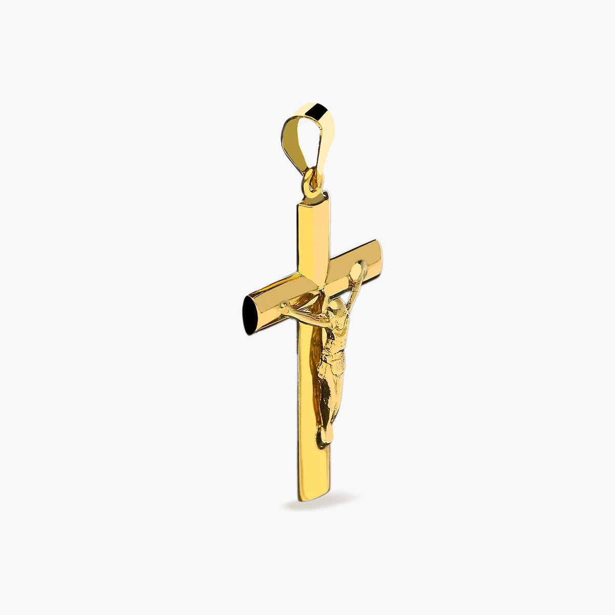 Cruz oro 18 quilates cristo palo plano 25mm