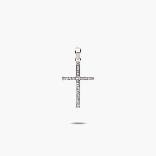 Cruz de plata de 1ª ley circonitas en canal 22 mm