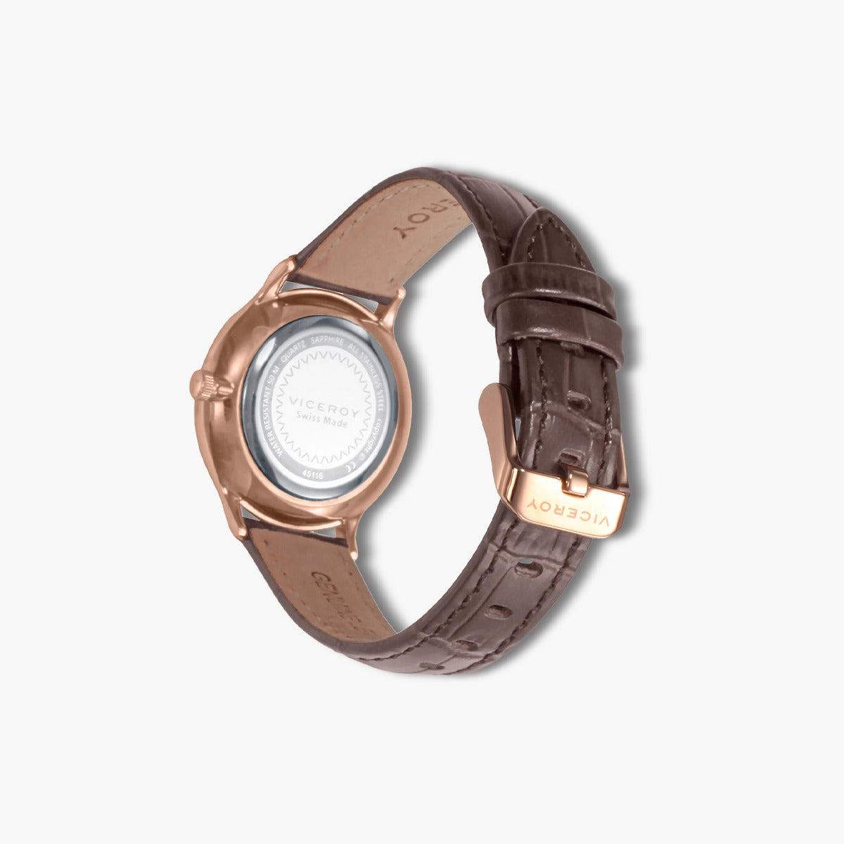Reloj Viceroy Swiss Made 45116-87 piel marrón esfera rosa