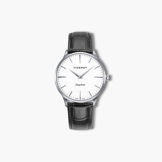 Reloj Viceroy Swiss Made 45117-07 piel negra esfera blanca