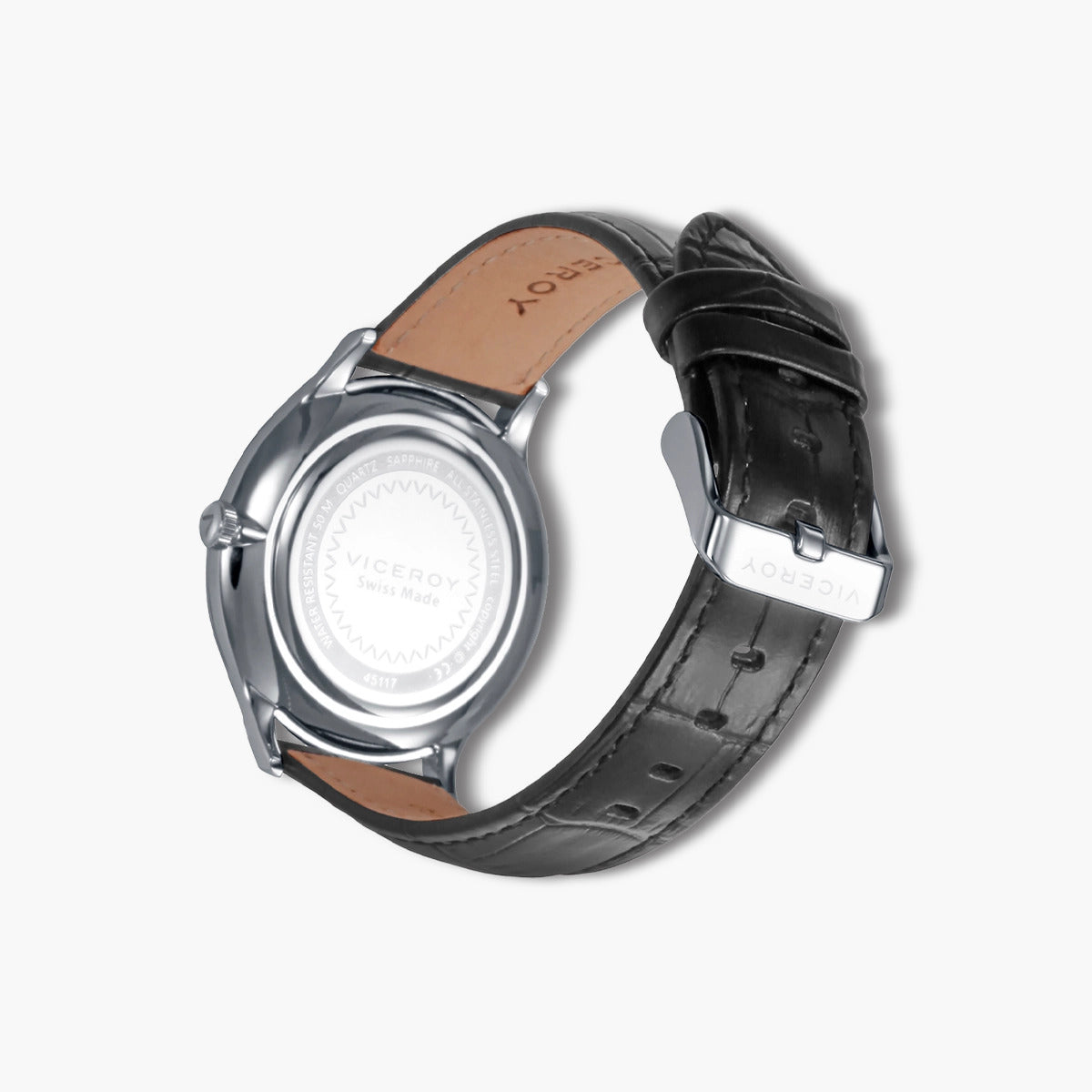 Reloj Viceroy Swiss Made 45117-07 piel negra esfera blanca