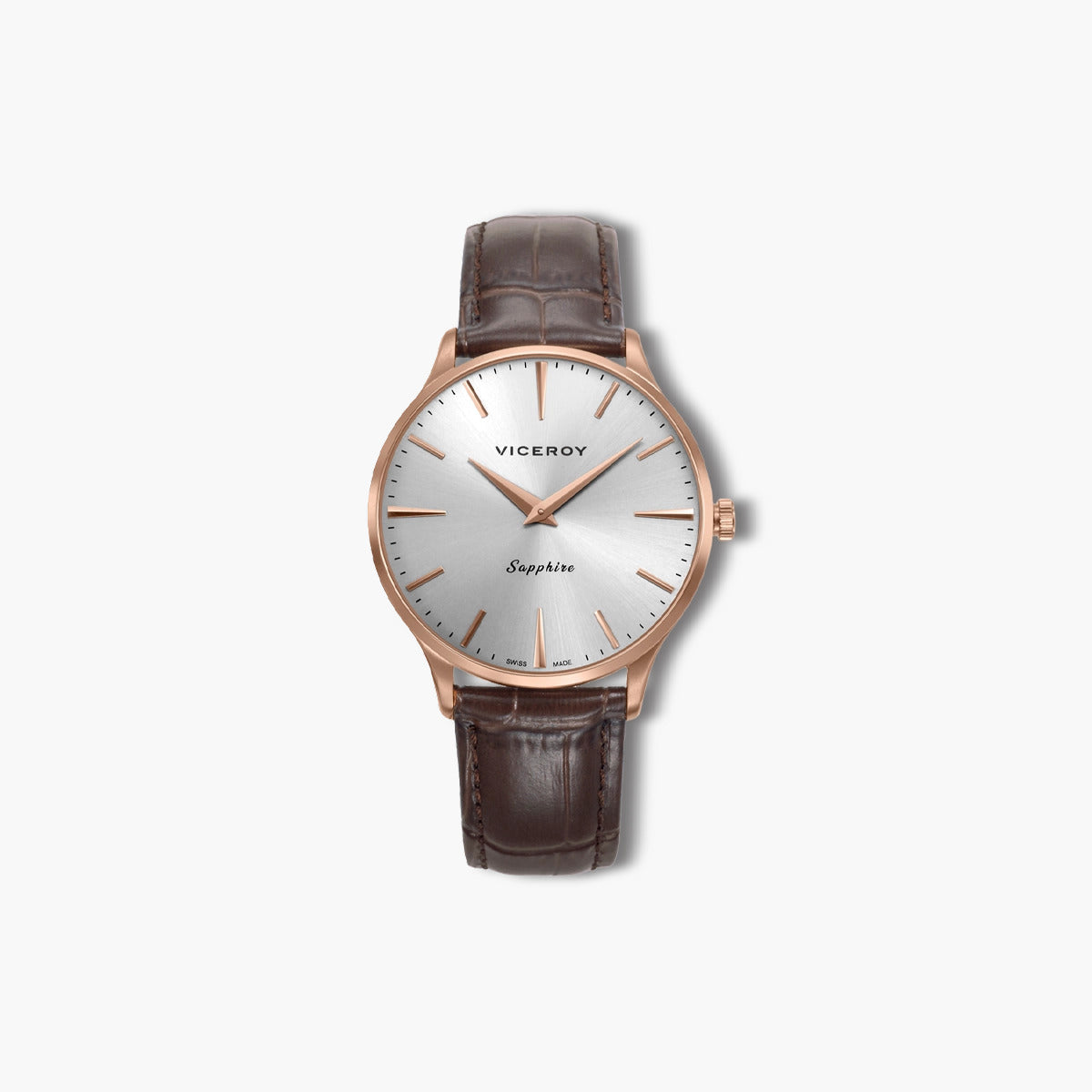 Reloj Viceroy Swiss Made 45117-87 piel marrón esfera rosa