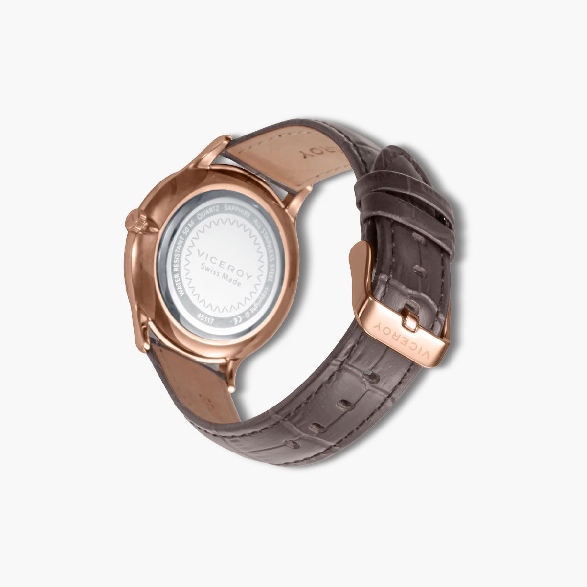 Reloj Viceroy Swiss Made 45117-87 piel marrón esfera rosa