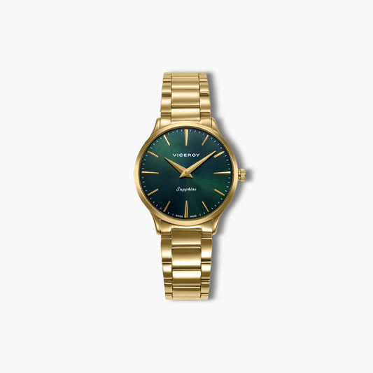 Reloj Viceroy Swiss Made 45118-67 acero dorado esfera verde
