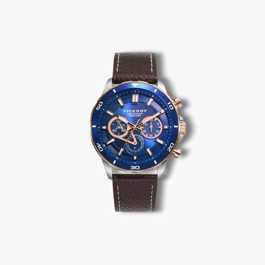Reloj Viceroy Magnum 46845-37 cronógrafo piel marrón esfera azul