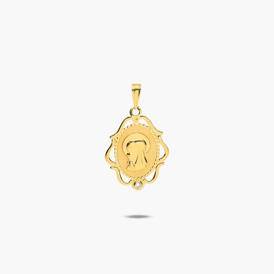 Medalla Virgen niña con velo de oro 18K 21 mm