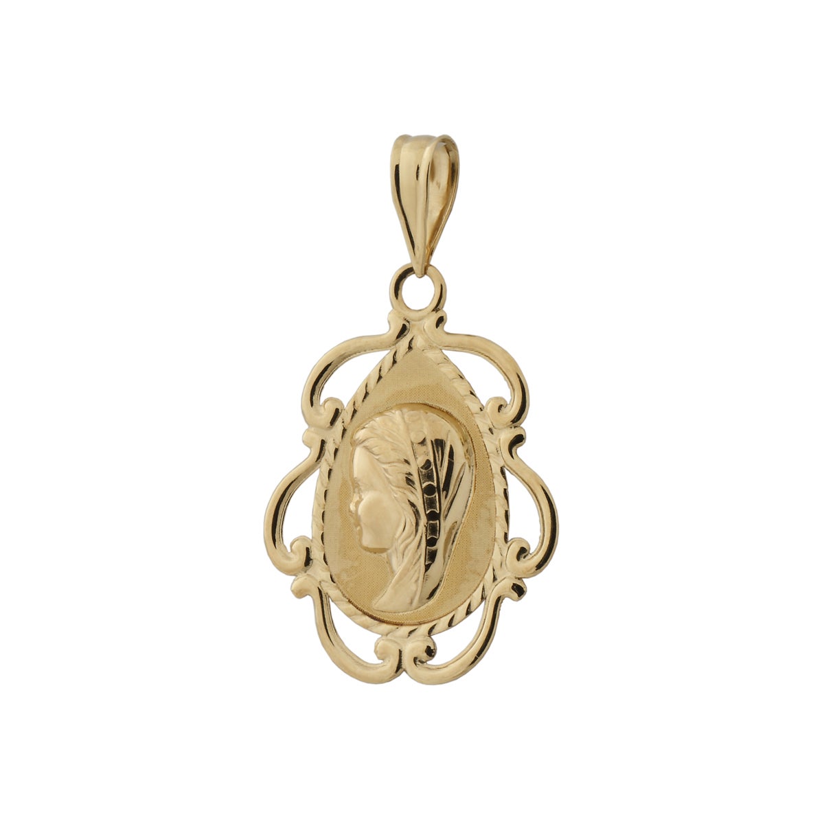 Medalla Virgen niña con velo de oro 18K 19 mm