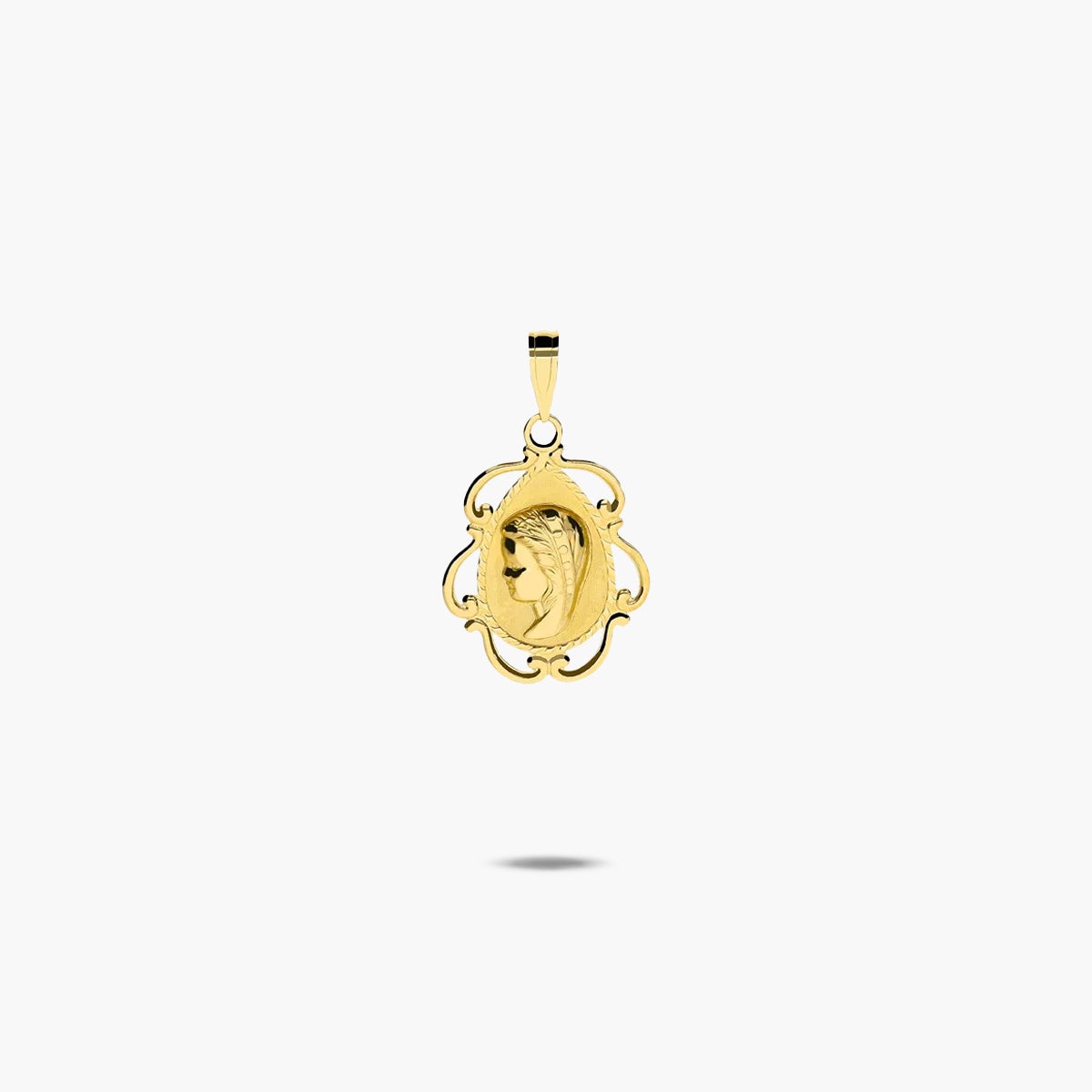 Medalla Virgen niña con velo de oro 18K 19 mm