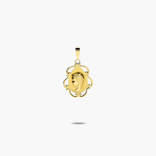 Medalla Virgen niña con velo de oro 18K 19 mm