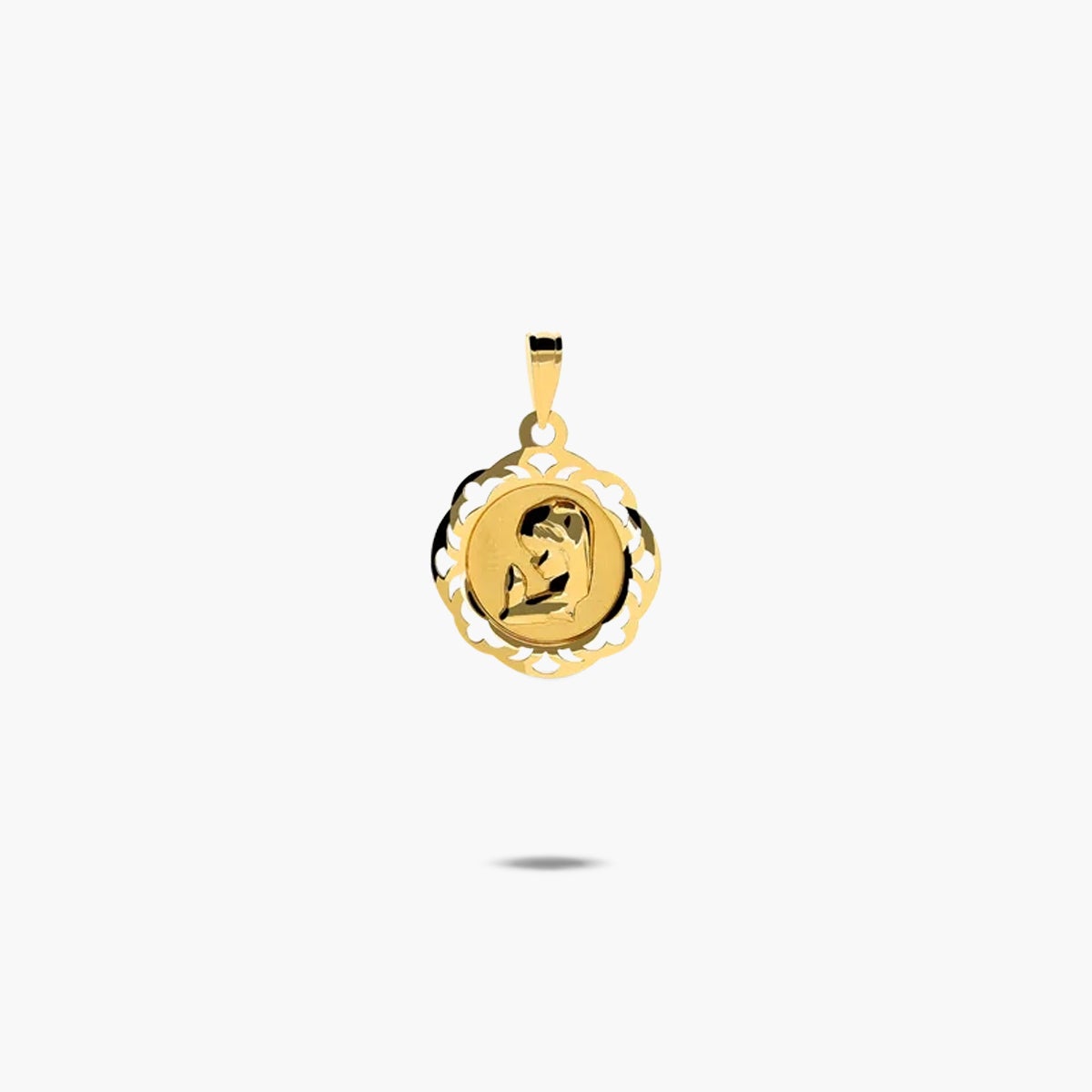 Medalla Virgen niña con velo de oro 18K 18mm