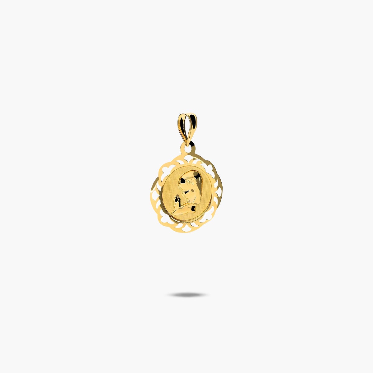 Medalla Virgen niña con velo de oro 18K 18mm