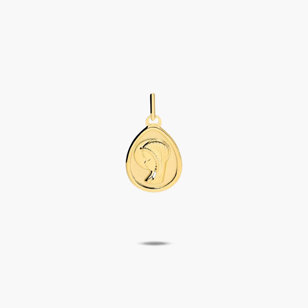 Medalla Virgen niña con velo de oro 18K 16 mm