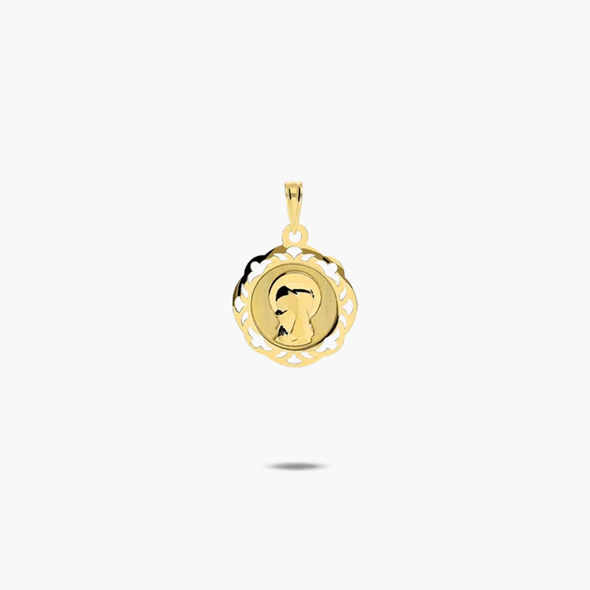 Medalla Virgen niña con velo de oro 18K 18 mm