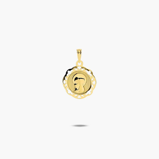 Medalla Virgen niña con velo de oro 18K 18 mm