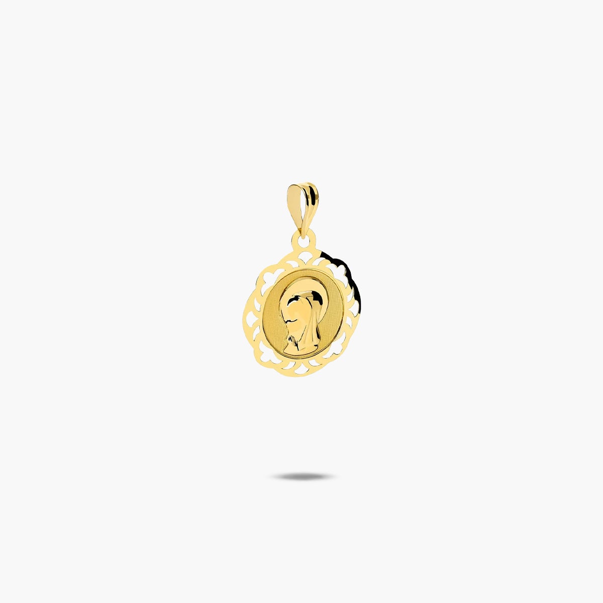 Medalla Virgen niña con velo de oro 18K 18 mm