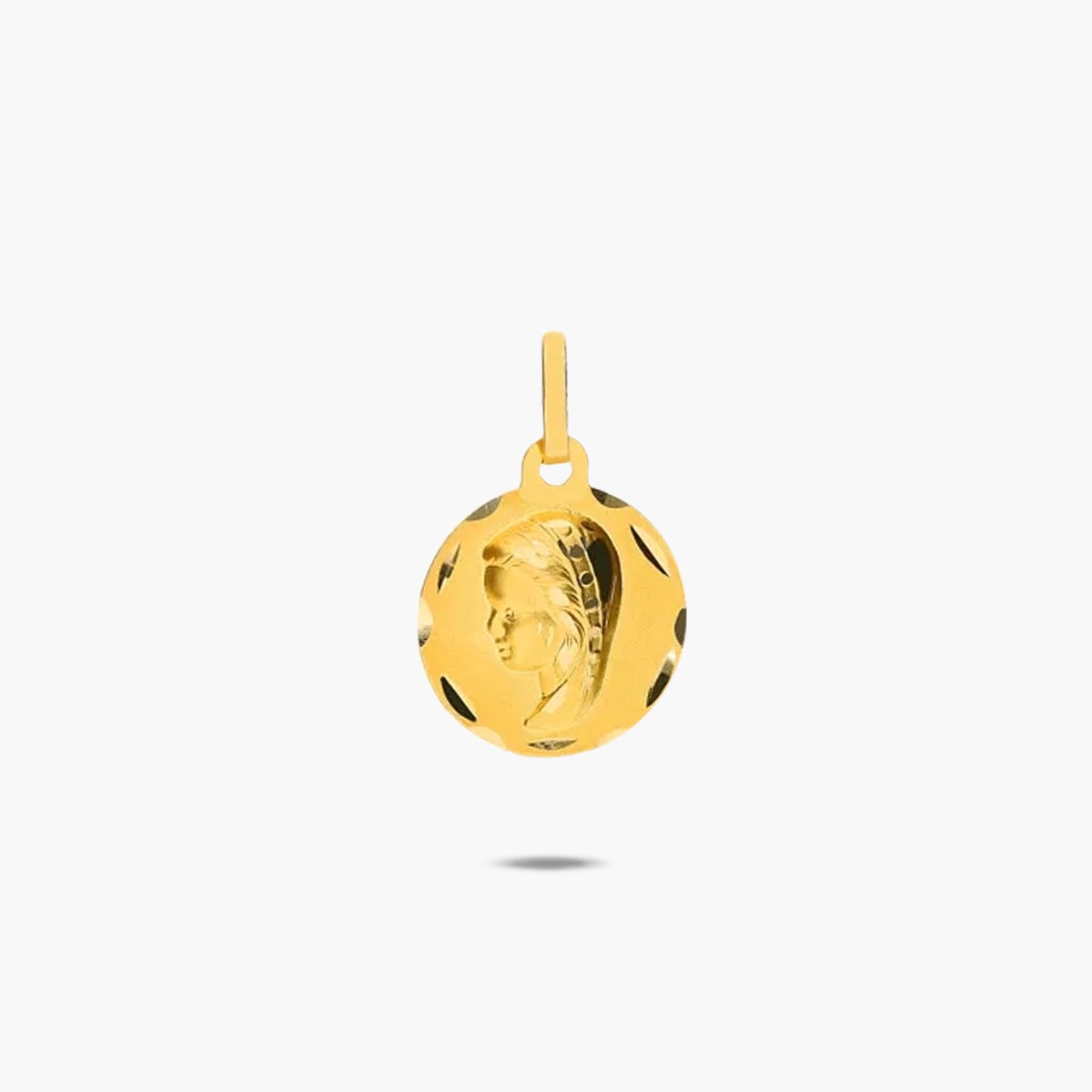 Medalla Virgen niña con velo de oro 18K 14 mm